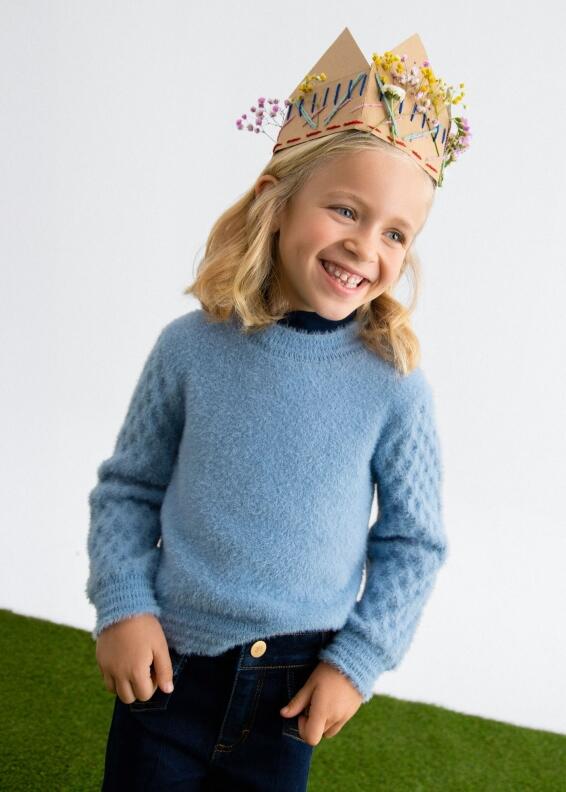 abel & lula Mädchen Pullover Fell hellblau