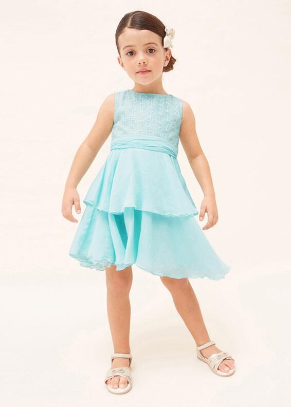 mayoral festliches Kinderkleid Mädchen Kleid mit Gold-Stickerei