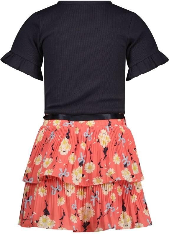 Le Chic Mädchen Kleid Sila mit Trikot-Oberteil blau-coralle