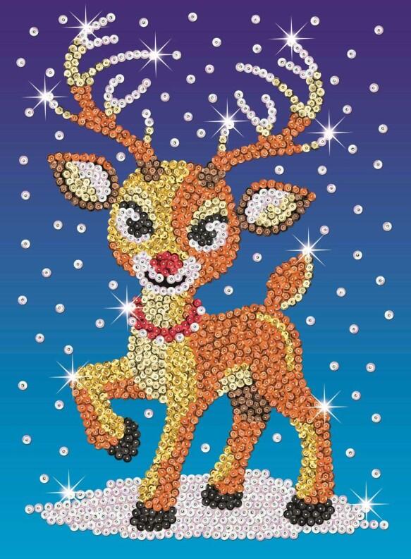Sequin Art Bastel-Set Pailletten Steckbild Weihnachten Rentier