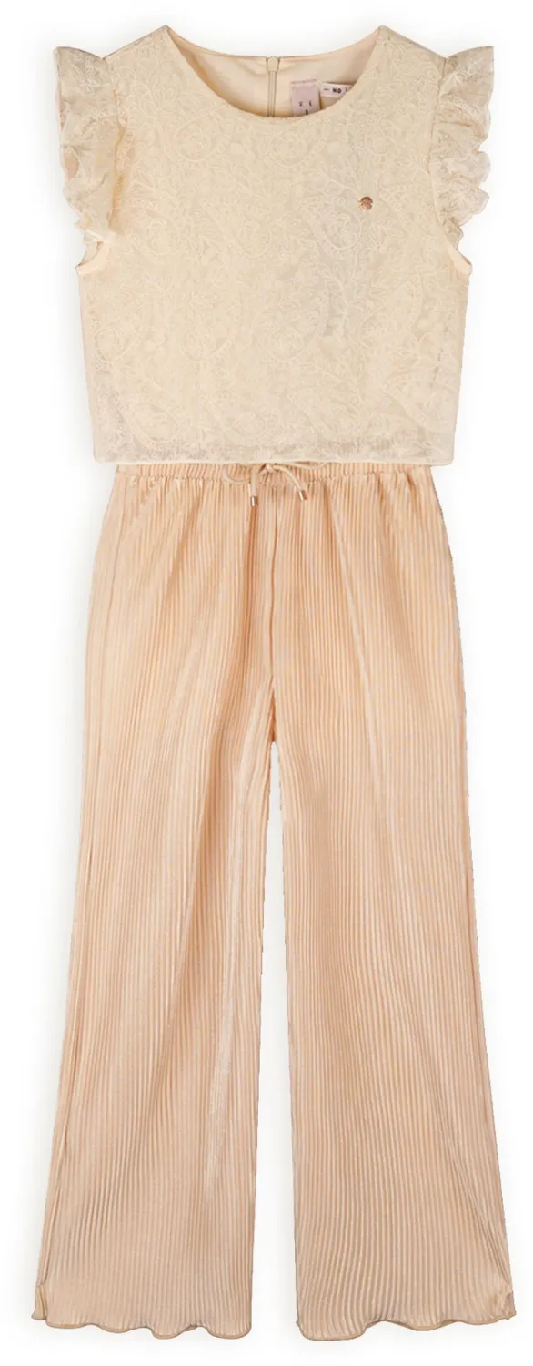 Nono festlicher M&auml;dchen Jumpsuit mit Spitzenoberteil Sand Blush