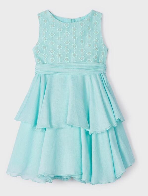 mayoral festliches Kinderkleid Mädchen Kleid mit Gold-Stickerei