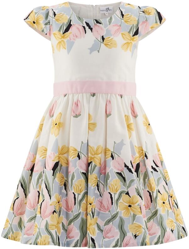 Happy Girls Mädchen Kleid Sommerkleid Frühling ecru-pastell