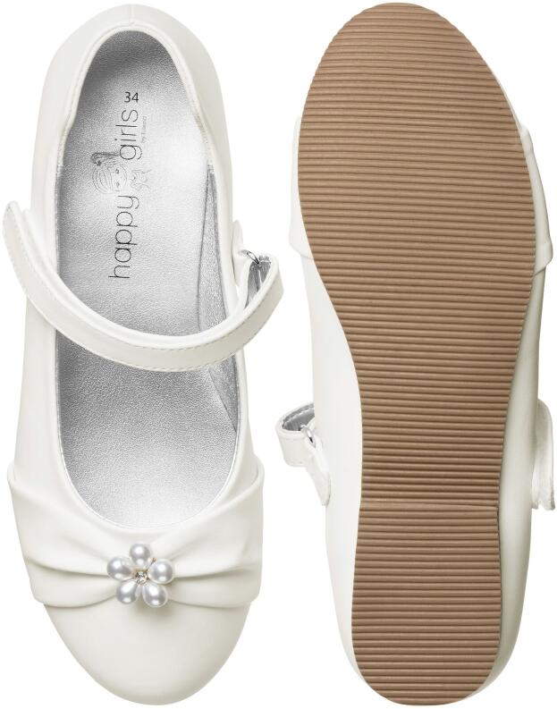 Happy Girls festliche Kinderschuhe Ballerinas Kommunion spitz ecru