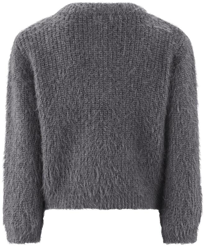 Happy Girls Mädchen Strickjacke Cardigan Fransengarn grau Hinterteil