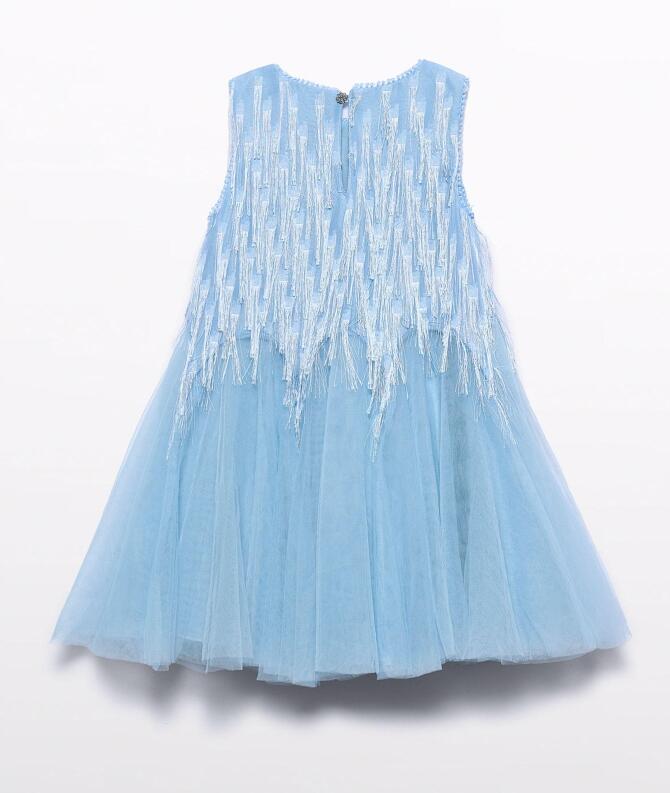 abel & lula Teens Mädchen Kleid festlich Fransen hellblau
