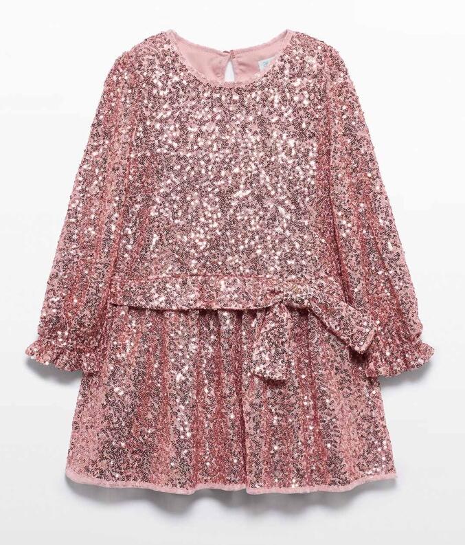 abel & lula Mädchen Kinder Kleid festlich Pailletten rosa