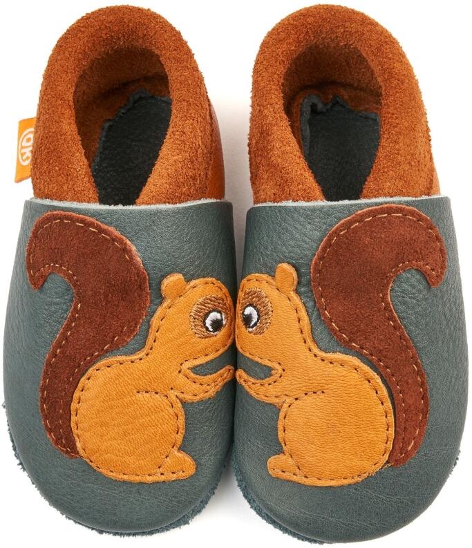 Orangenkinder Baby Schuhe aus Leder Krabbelschuhe Eichhörnchen
