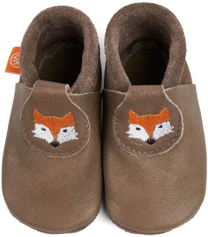 Orangenkinder Baby Schuhe aus Leder Krabbelschuhe Fuchs braun