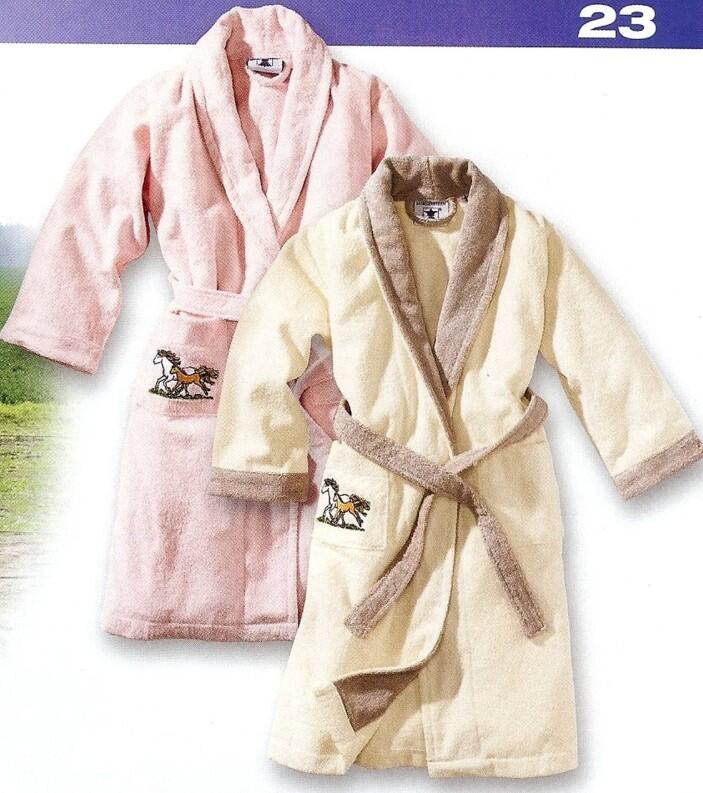 Kinder Bademantel Pferde rosa