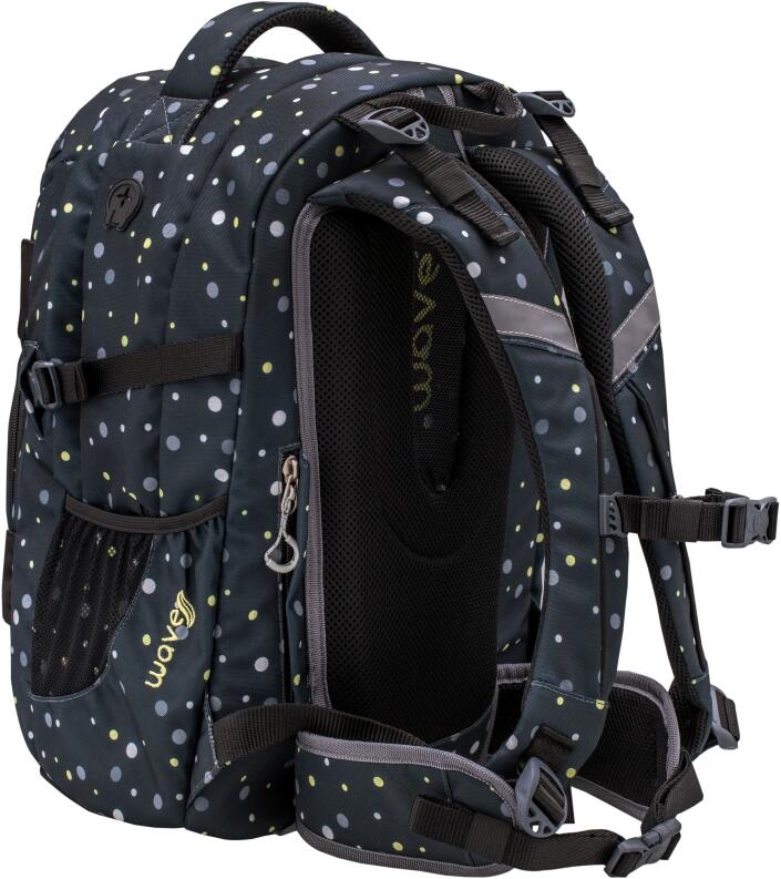 Belmil Schulrucksack Set Wave Infinity 3-tlg. Black and Yellow Dots