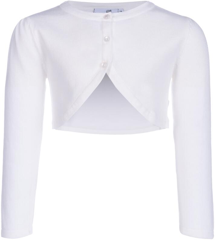 Happy Girls Kinder Strickjacke Bolero Schmuckknöpfe weiß