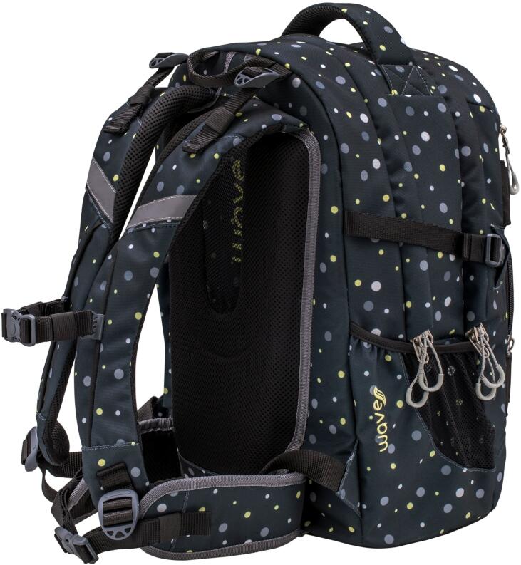 Belmil Schulrucksack Set Wave Infinity 3-tlg. Black and Yellow Dots