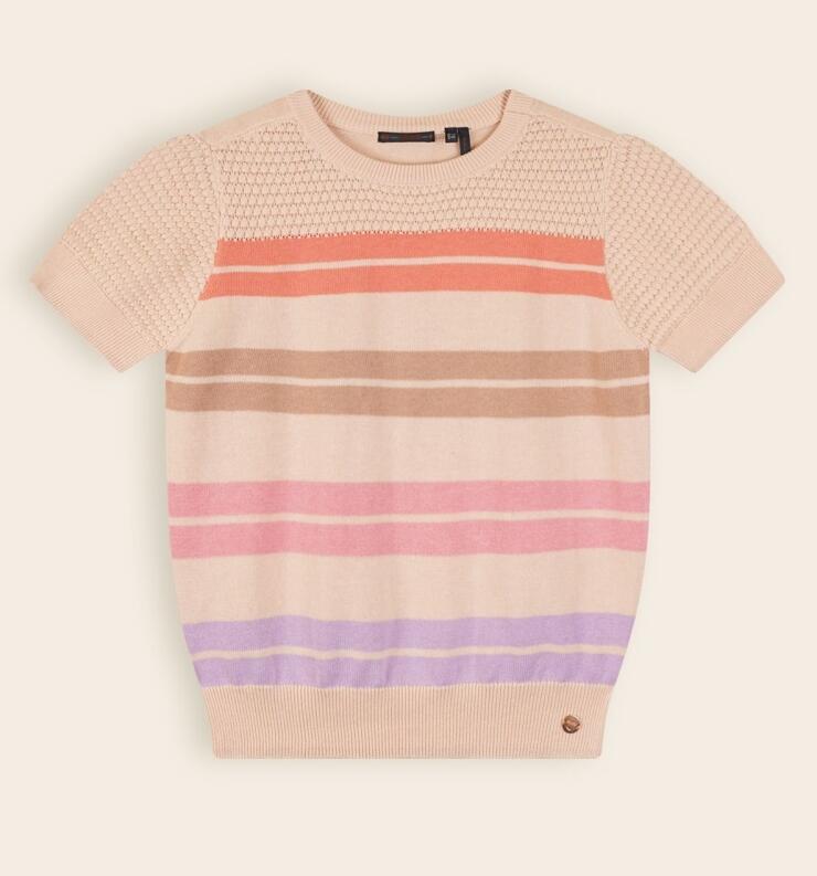 Nono Mädchen Pullover Kae gestreift beige