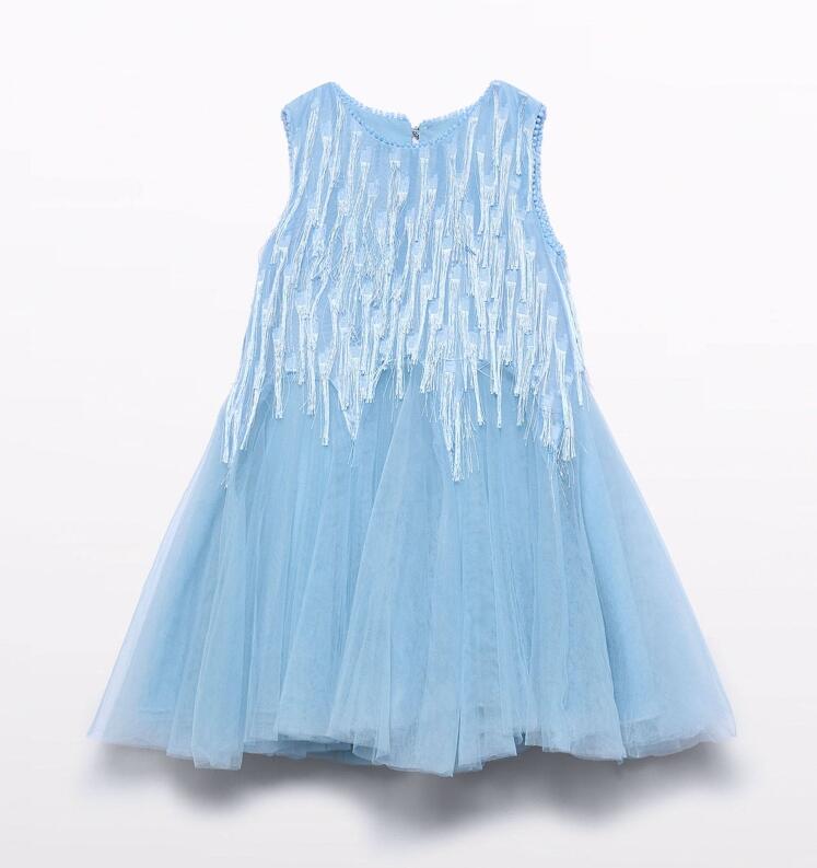 abel & lula Teens Mädchen Kleid festlich Fransen hellblau