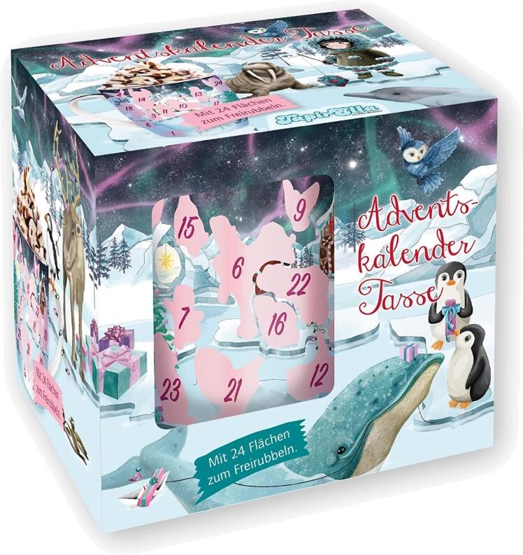 Adventskalender Tasse Weihnachten auf dem Eis