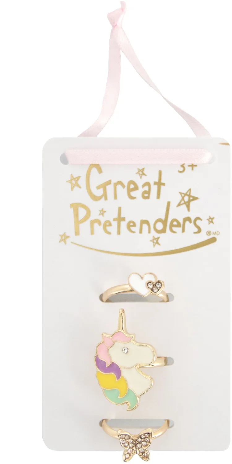 Great Pretenders Kinder-Ringe Herz Schmetterling Einhorn