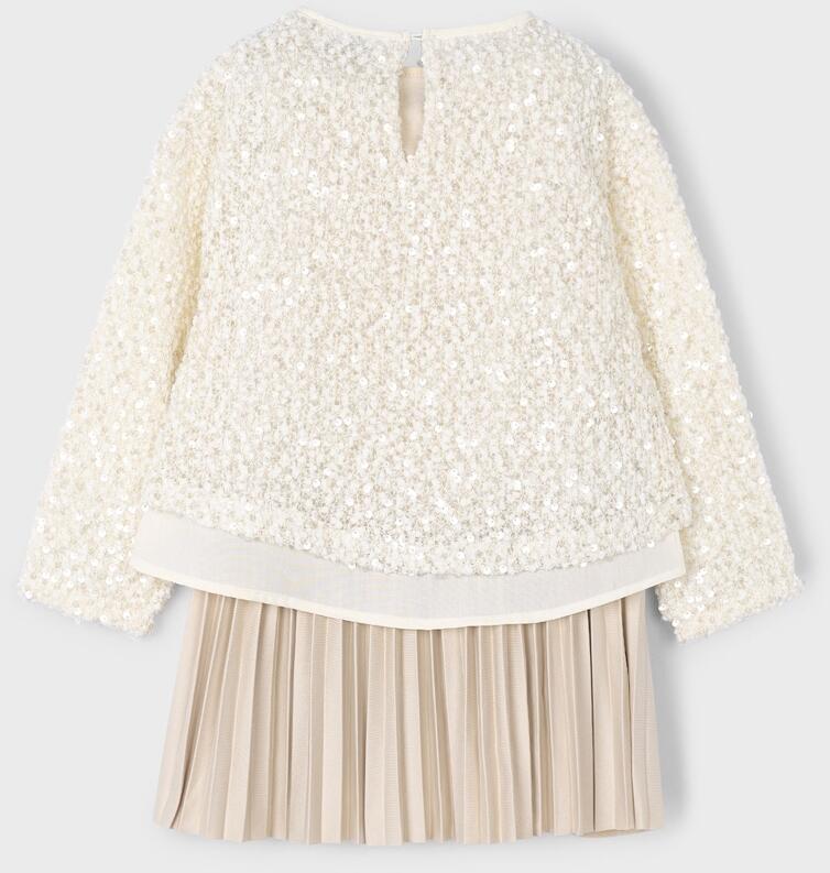 Mayoral Mädchen Kinder Kleid festlich Pailletten ecru