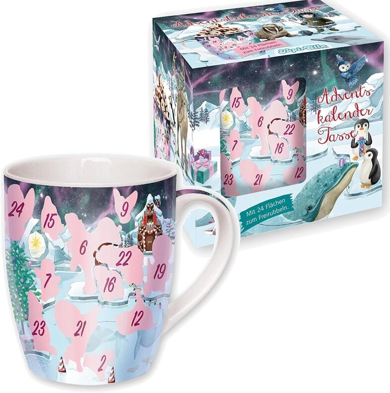 Adventskalender Tasse Weihnachten auf dem Eis