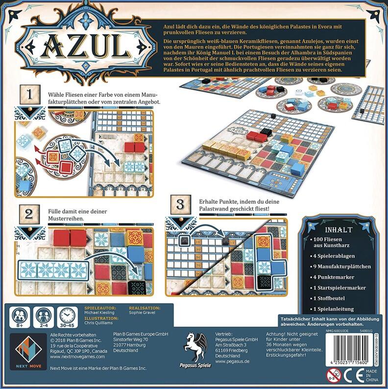 Pegasus Brettspiel Azul Spiel des Jahres 2018