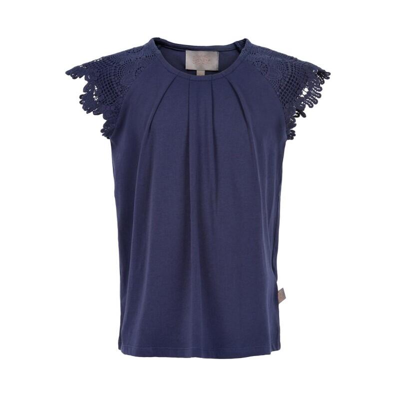 Creamie Kinder Mädchen T-Shirt Crissy Spitze blau