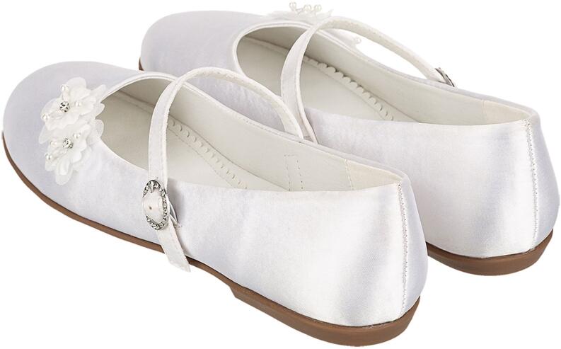 Danamade festliche Kinderschuhe Ballerinas Blüten Kommunion ecru