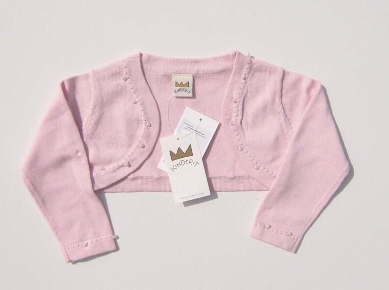 KINDERIT Baby Mädchen Bolero Strick mit Perlen rosa