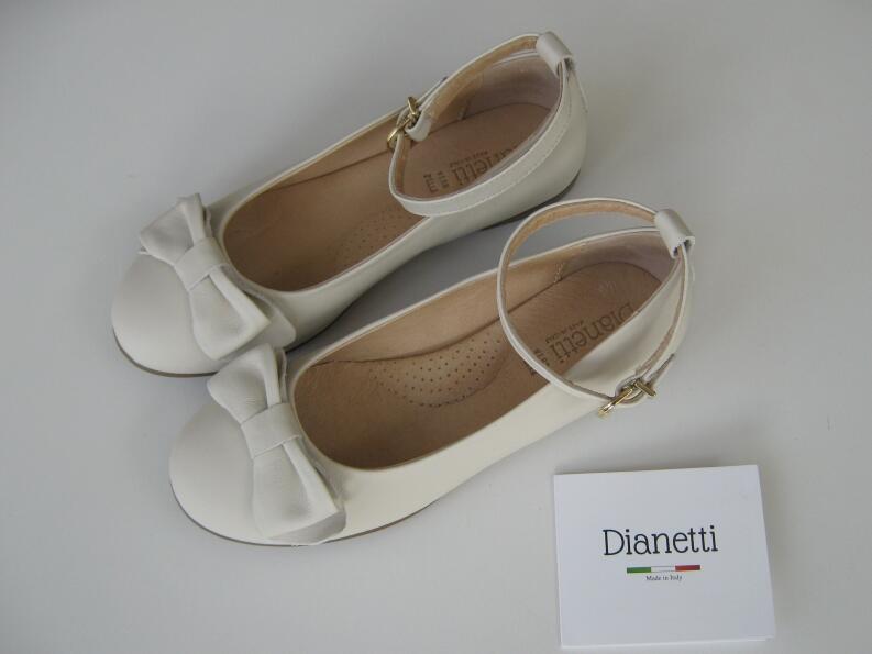 Dianetti Kinder-Schuhe Leder Ballerina ecru