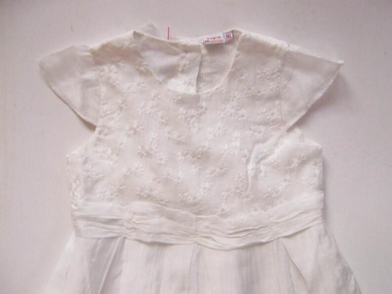 Topo Kinder Mädchen Kleid mit Stickerei Kira ecru
