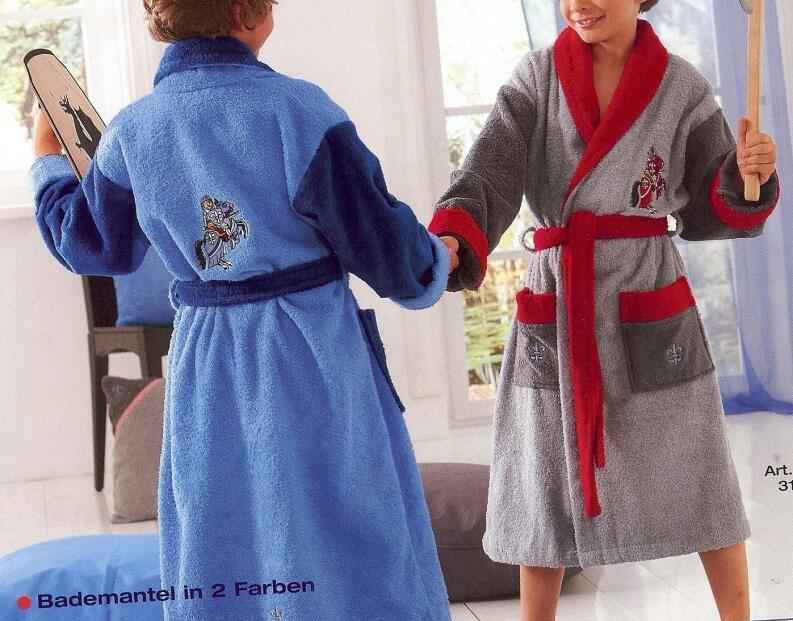 Kinder Bademantel Ritter grau