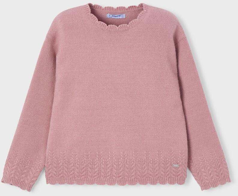 mayoral Mädchen Pullover mit Zopfabschluss altrosa