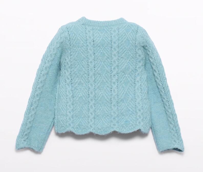 abel & lula Mädchen Glitzer Pullover Ajour blau