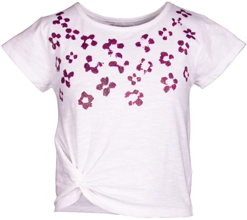 Happy Girls Teens Oberteil mit Glitzerdruck weiß fuchsia