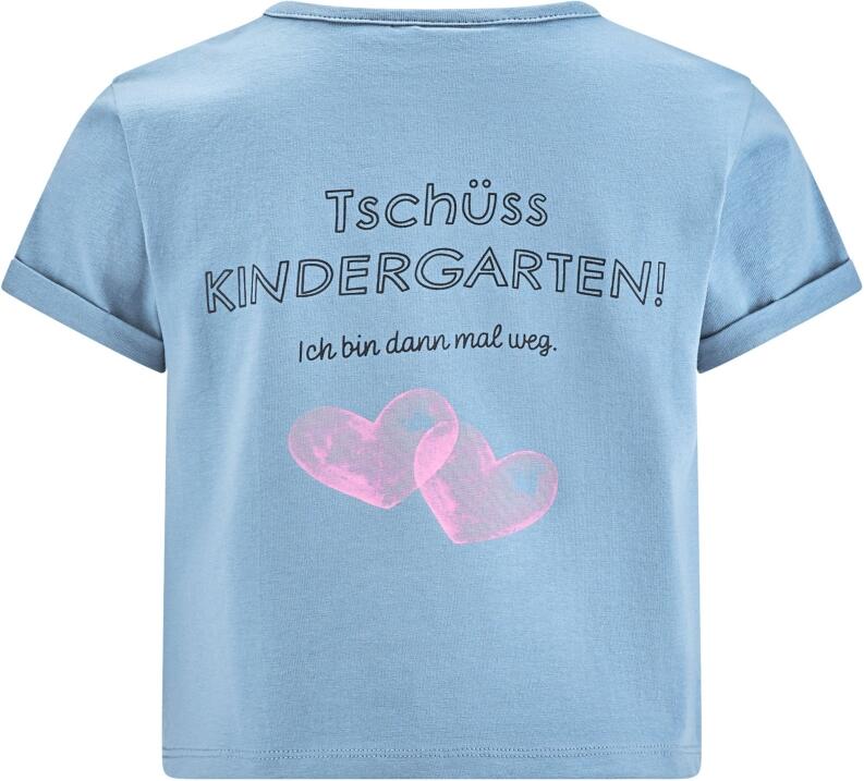Happy Girls Kinder Mädchen Shirt Endlich Schulkind taubenblau hinten