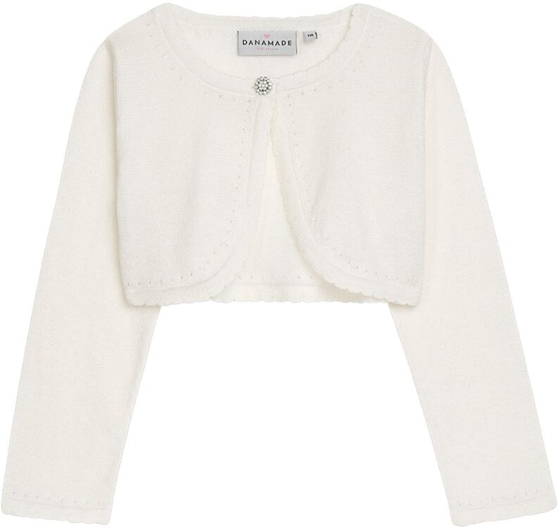 DANAMADE Mädchen Bolero Cardigan Strick-Jacke Glitzer Laya ecru