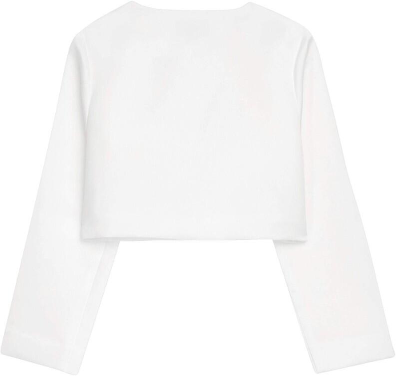 DANAMADE festlicher Mädchen Satin Bolero eckig weiß