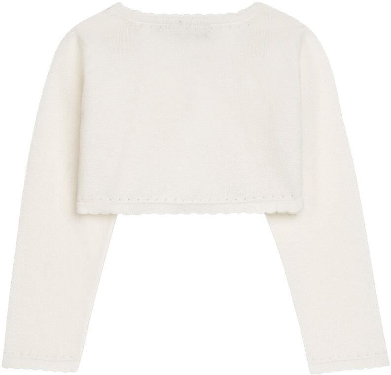 DANAMADE Mädchen Bolero Cardigan Strick-Jacke Glitzer Laya ecru