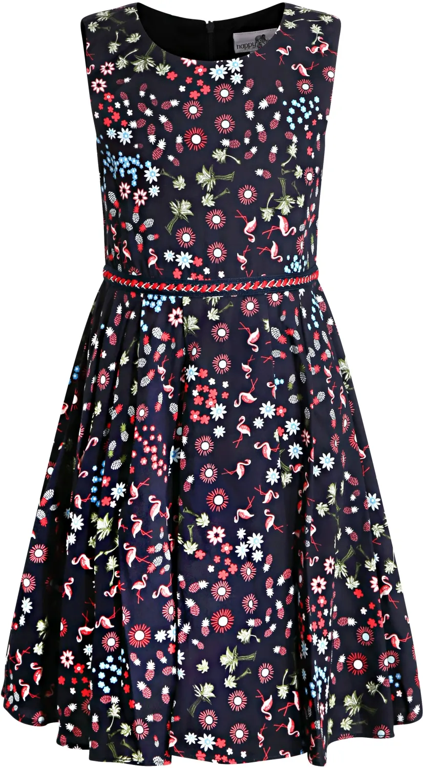 Happy Girls M&auml;dchen Kleid Sommerkleid Tropical blau