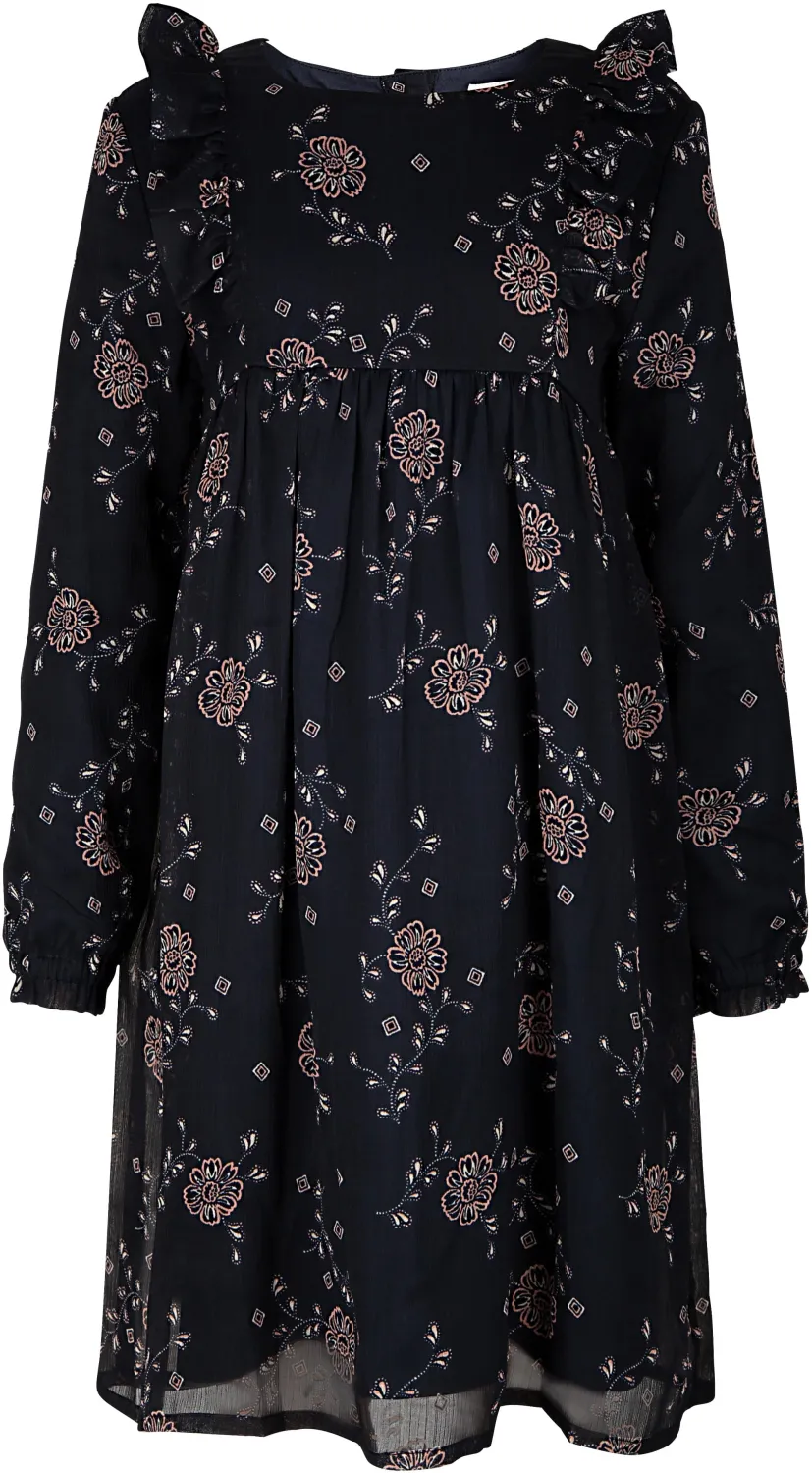 Happy Girls Teens M&auml;dchen Kleid mit Blumen-Druck blau