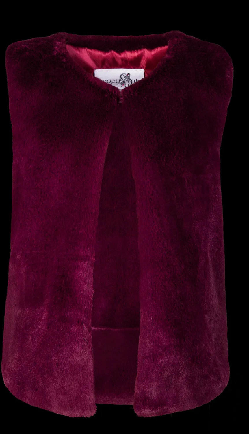 Happy Girls Mädchen Weste lang Kunstfell berry