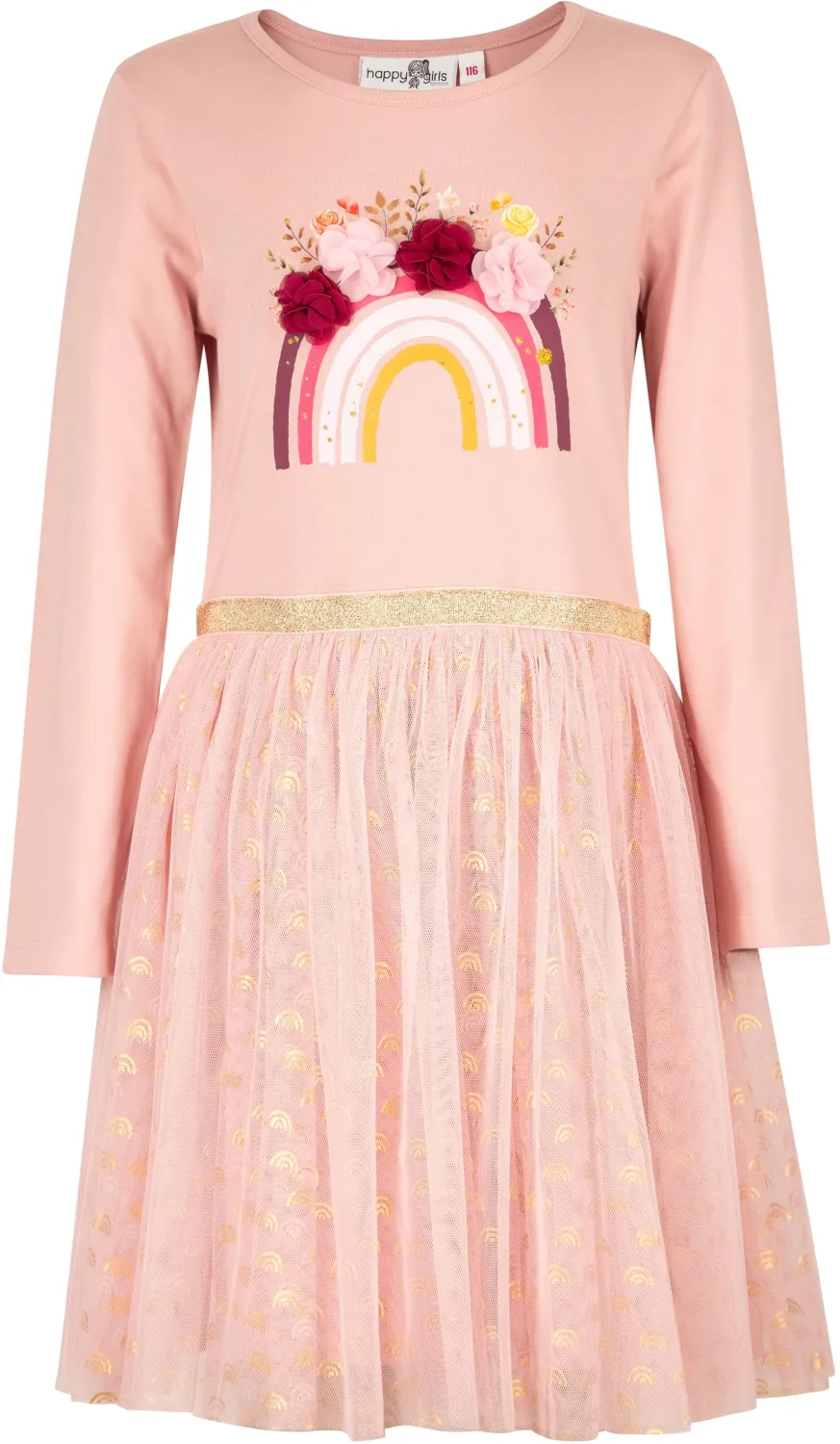 Happy Girls M&auml;dchen Kinder Kleid Regenbogen rosa