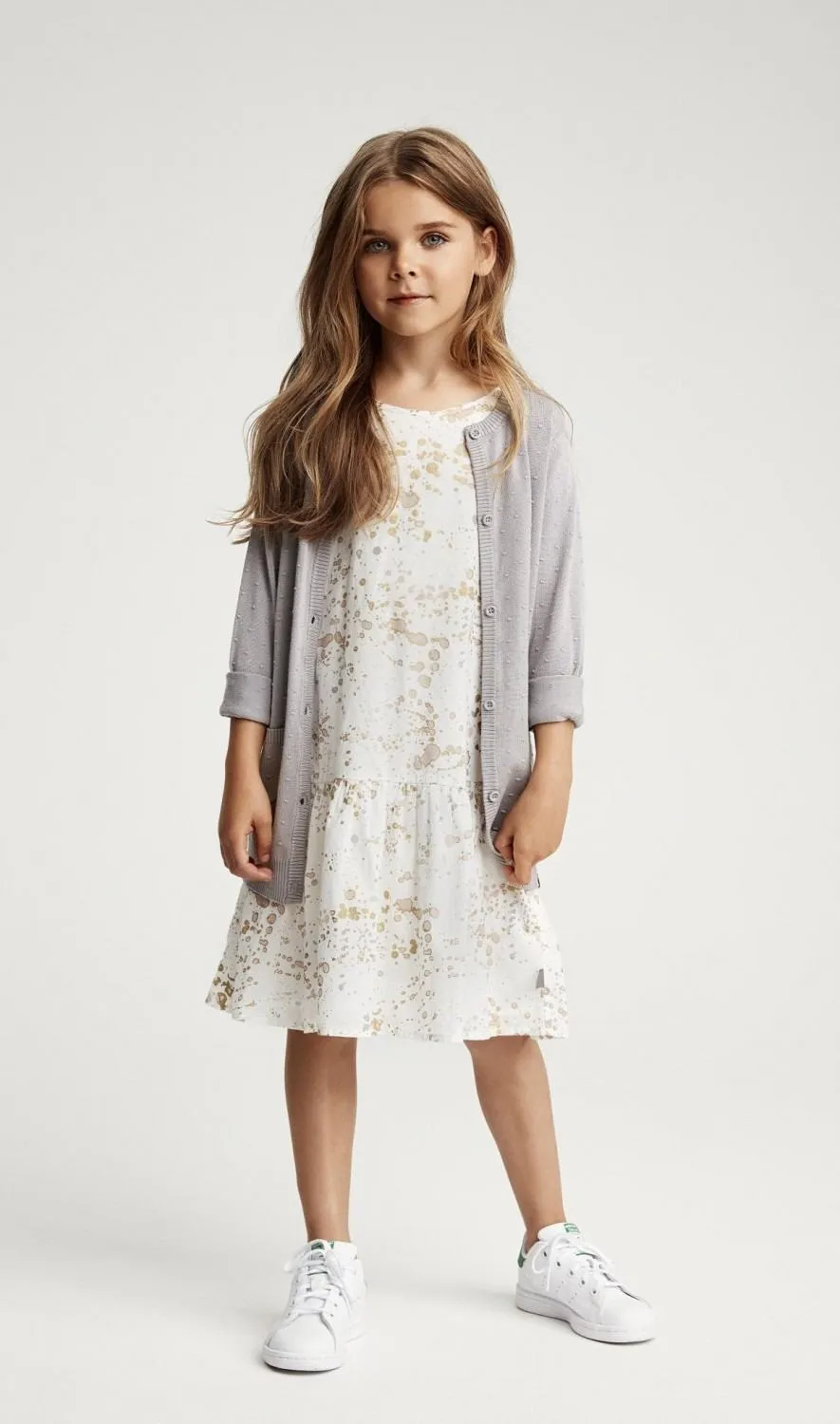 Creamie Kinder Mädchen Strickjacke Cardigan lang blau