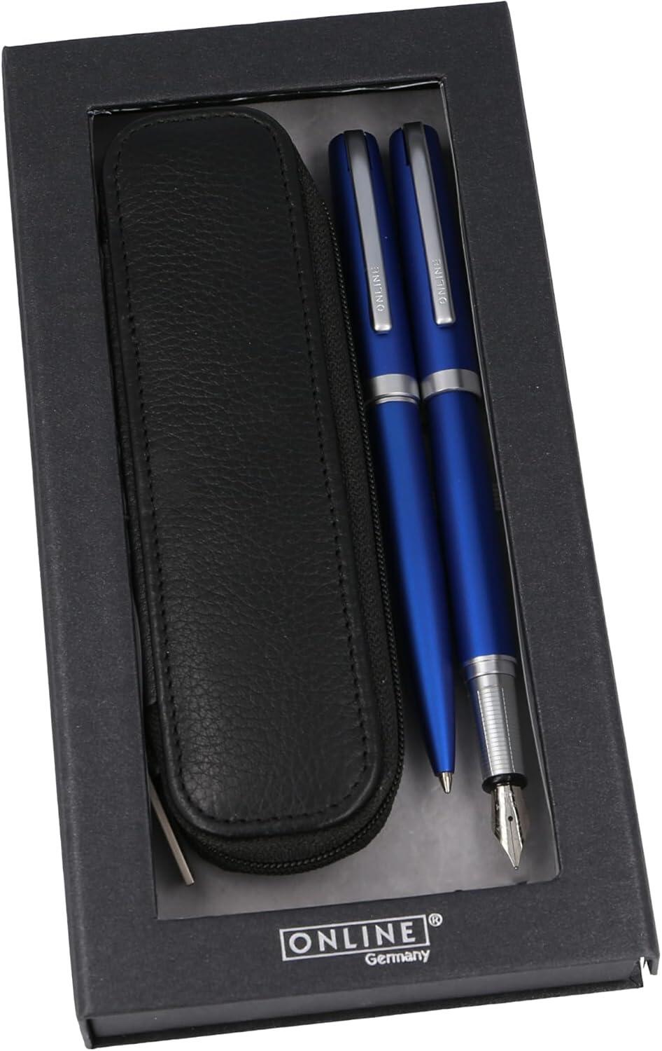 Online Schreib-Set Eleganza blau mit Lederetui