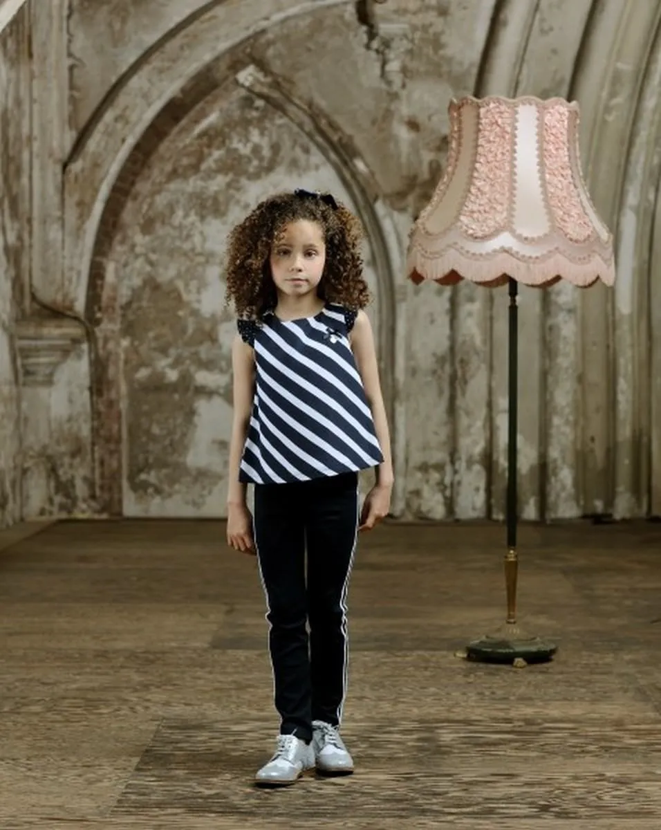 Le Chic Kinder Mädchen Hose mit Gürtel blau