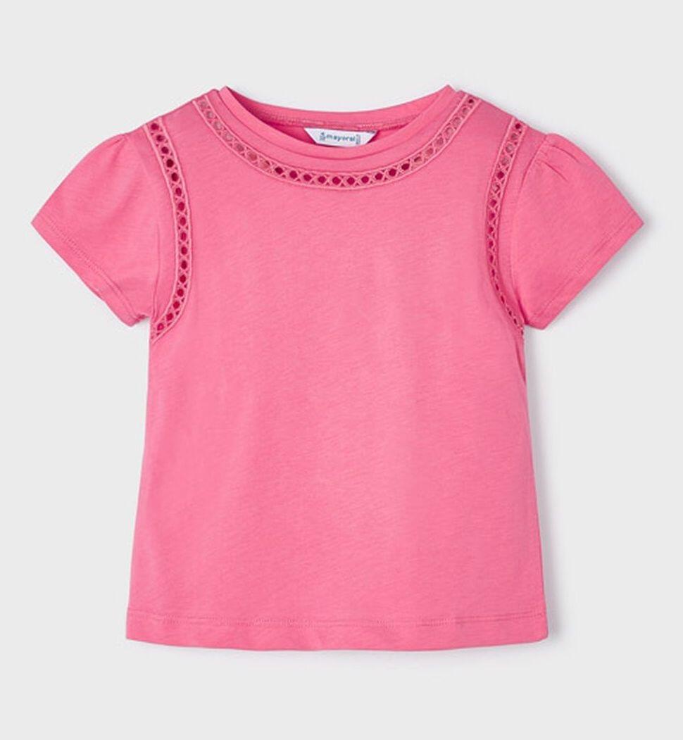 mayoral Mädchen T-Shirt Kurzarm Lochsitickerei pink