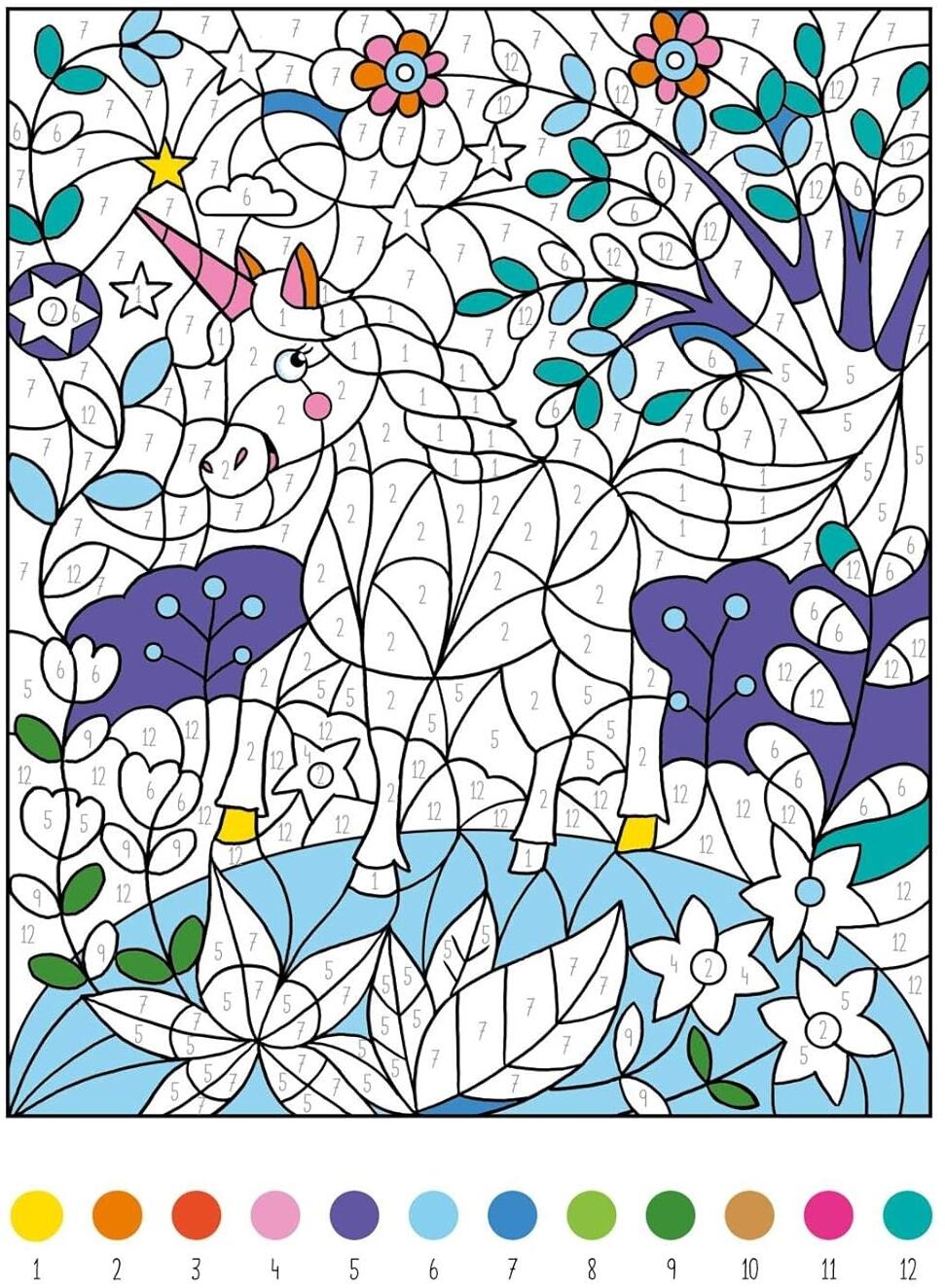 Ars Edition Malbuch Malen nach Zahlen Einhörner