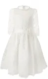 Happy Girls festliches Kinderkleid Kommunionkleid Langarm Vintage ecru